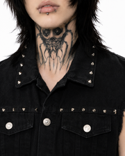 Black studded denim vest