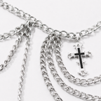 Silver Three-Layer Cross Waist Chain