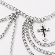 Silver Three-Layer Cross Waist Chain