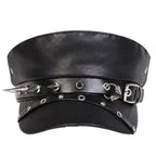 Black Rivet Leather Beret