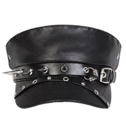 Black Rivet Leather Beret
