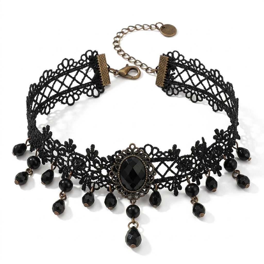 Black Crystal Lace Choker