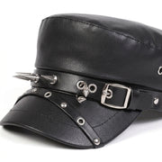 Black Rivet Leather Beret