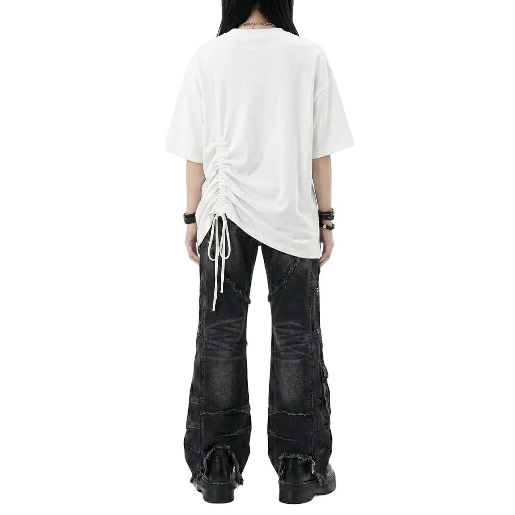 Black Patchwork Flare Jeans