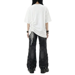 Black Patchwork Flare Jeans