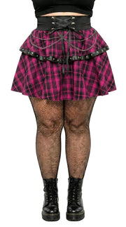 Punk Plaid A-Line Mini Skirt — Plus Size