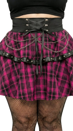 Punk Plaid A-Line Mini Skirt — Plus Size