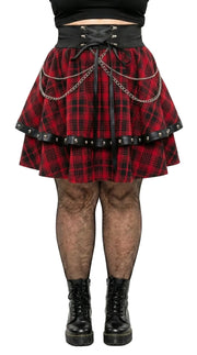 Punk Plaid A-Line Mini Skirt — Plus Size