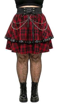 Punk Plaid A-Line Mini Skirt — Plus Size