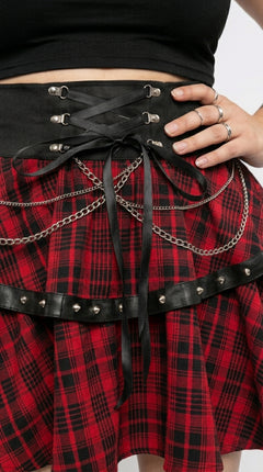 Punk Plaid A-Line Mini Skirt — Plus Size