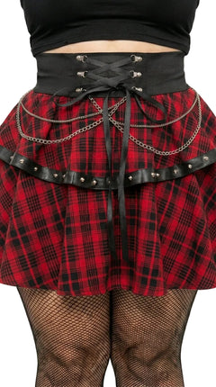 Punk Plaid A-Line Mini Skirt — Plus Size