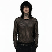 Black mesh long sleeve top