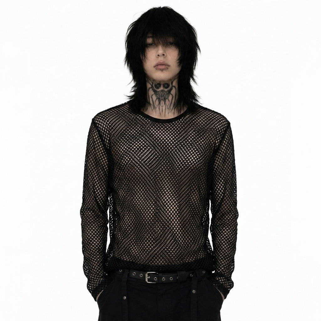 Sheer Mesh Long Sleeve Top