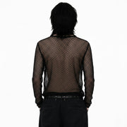 Black mesh long sleeve top