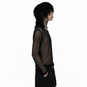 Black mesh long sleeve top