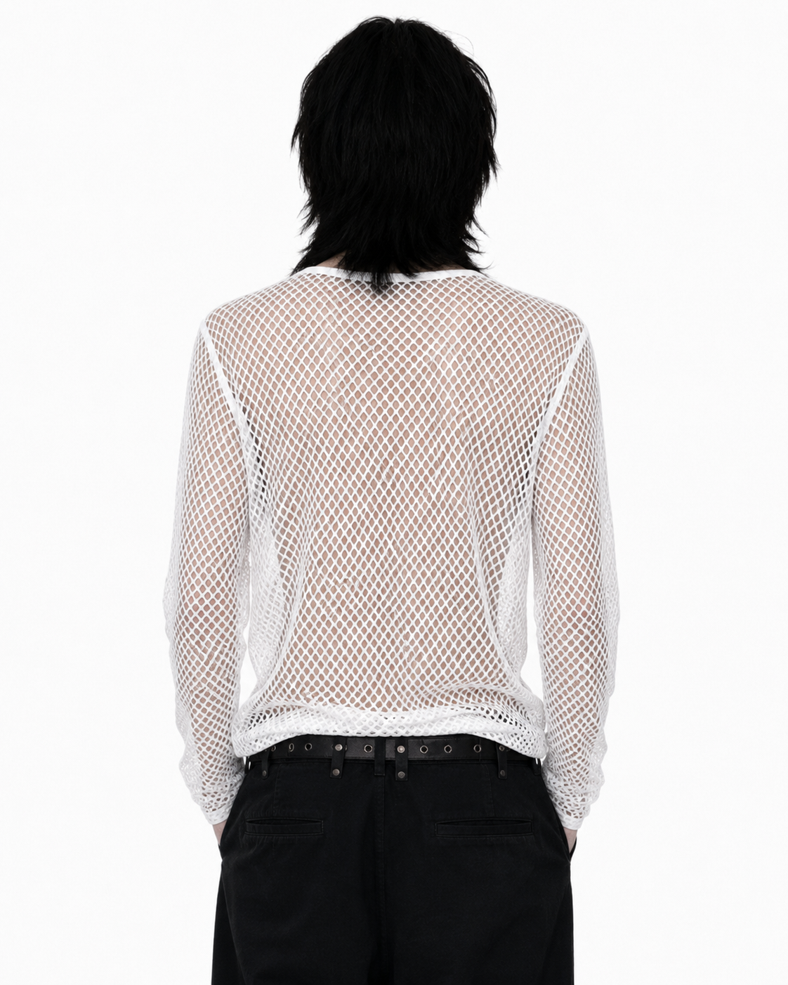 Black mesh long sleeve top