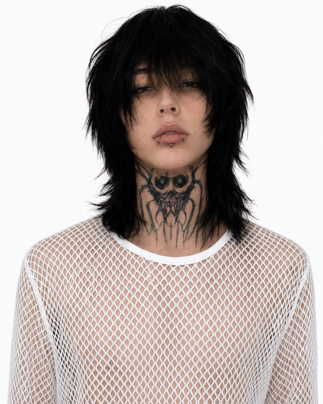 Black mesh long sleeve top