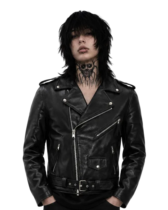 Slim fit black moto jacket