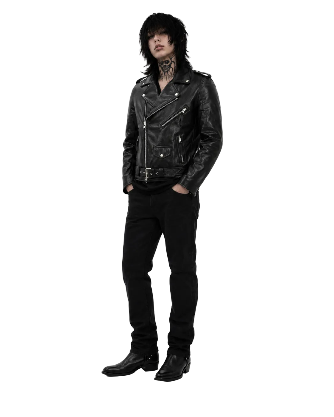 Slim fit black moto jacket