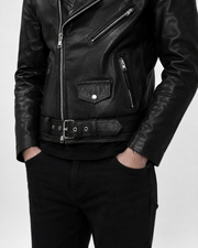 Slim fit black moto jacket