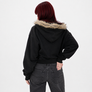 Y2K faux fur collar zip up hoodie