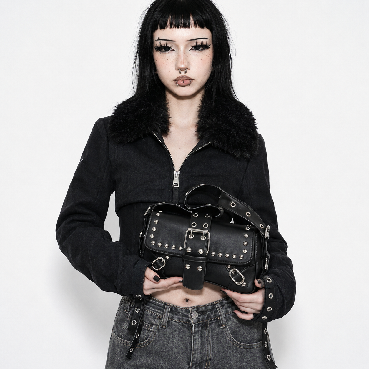 Punk Rivet Buckle Shoulder Bag