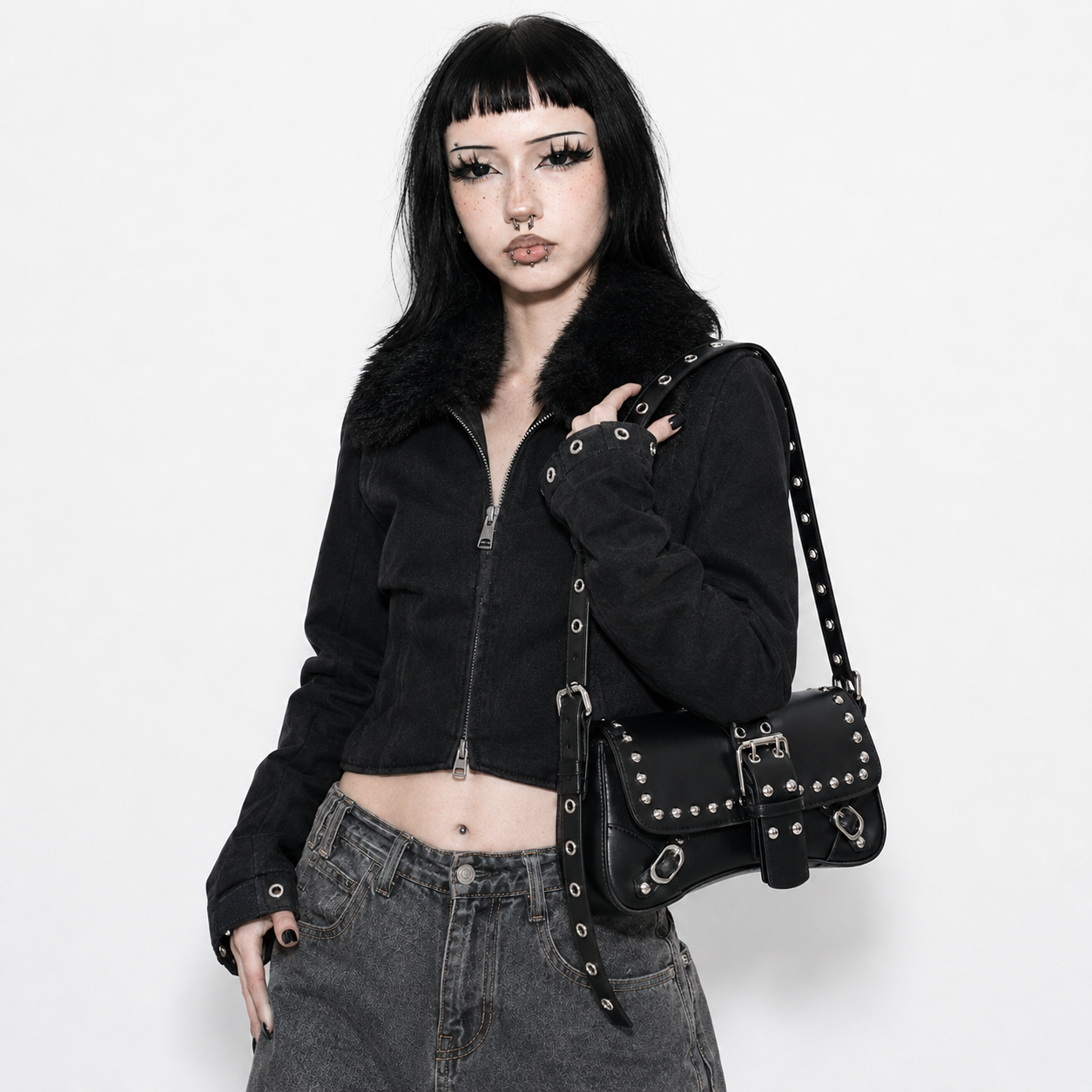 Punk Rivet Buckle Shoulder Bag