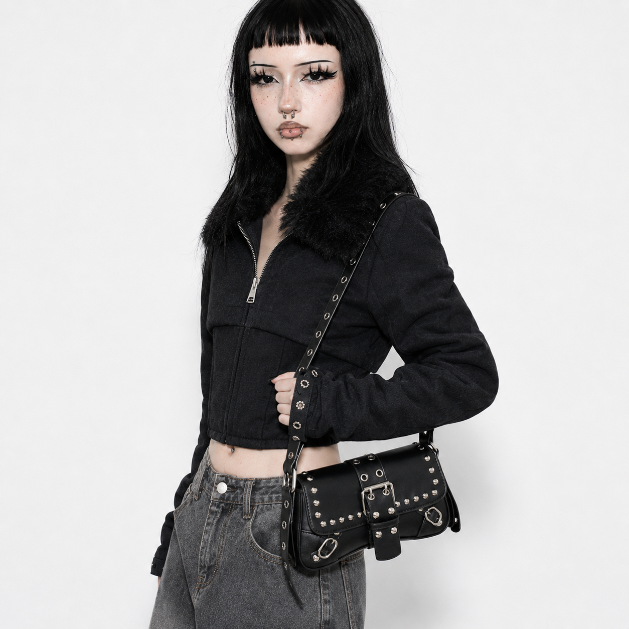 Punk Rivet Buckle Shoulder Bag
