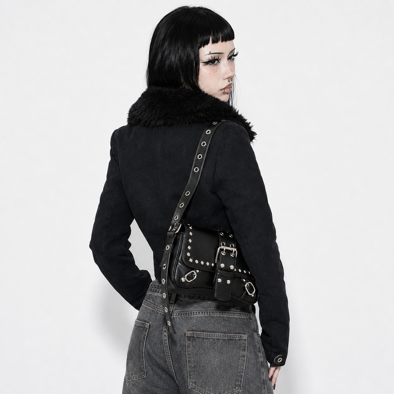 Punk Rivet Buckle Shoulder Bag