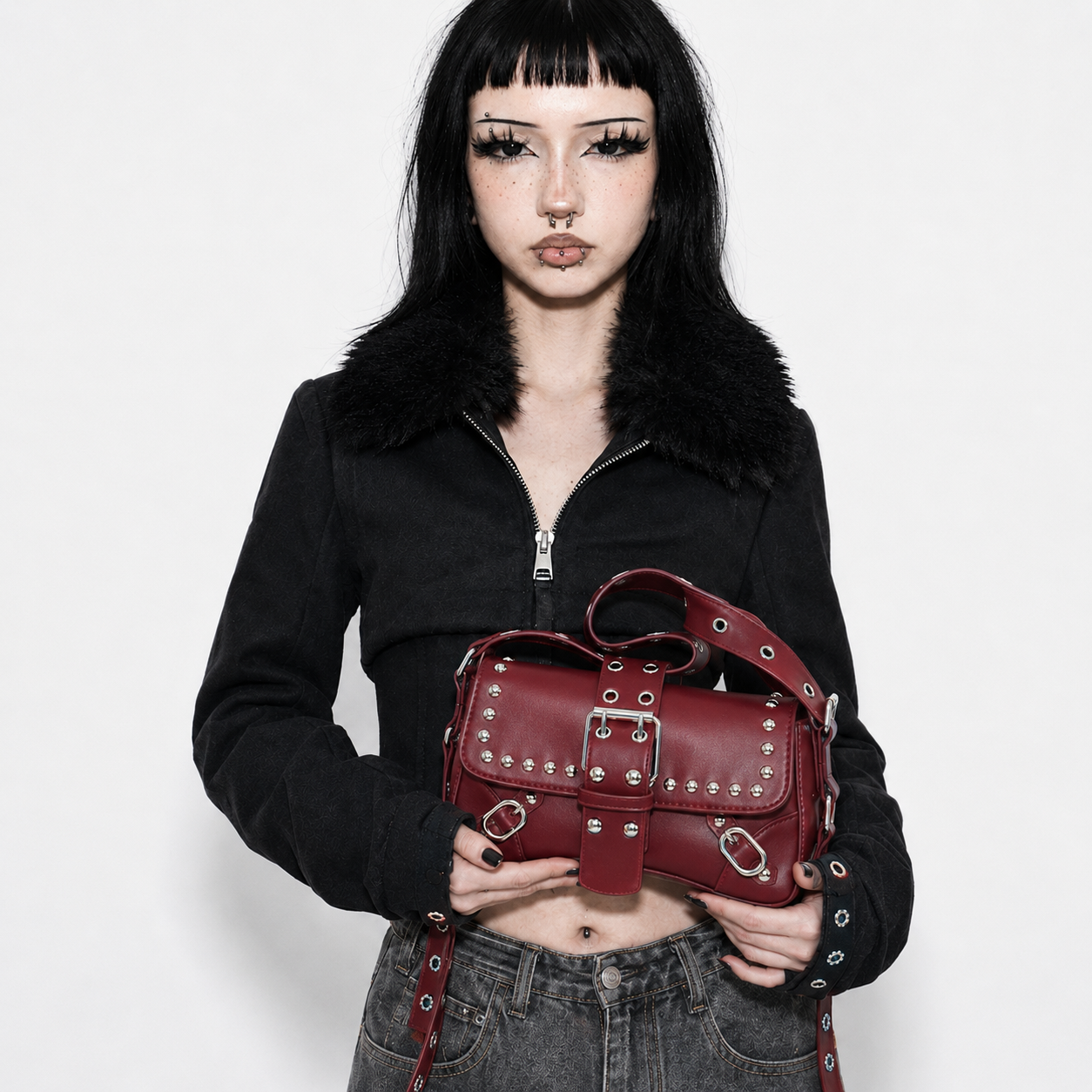 Punk Rivet Buckle Shoulder Bag