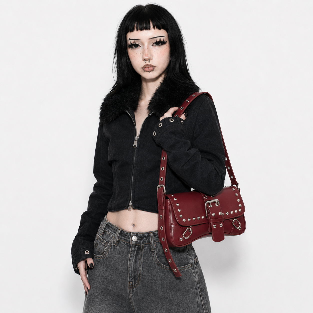 Punk Rivet Buckle Shoulder Bag
