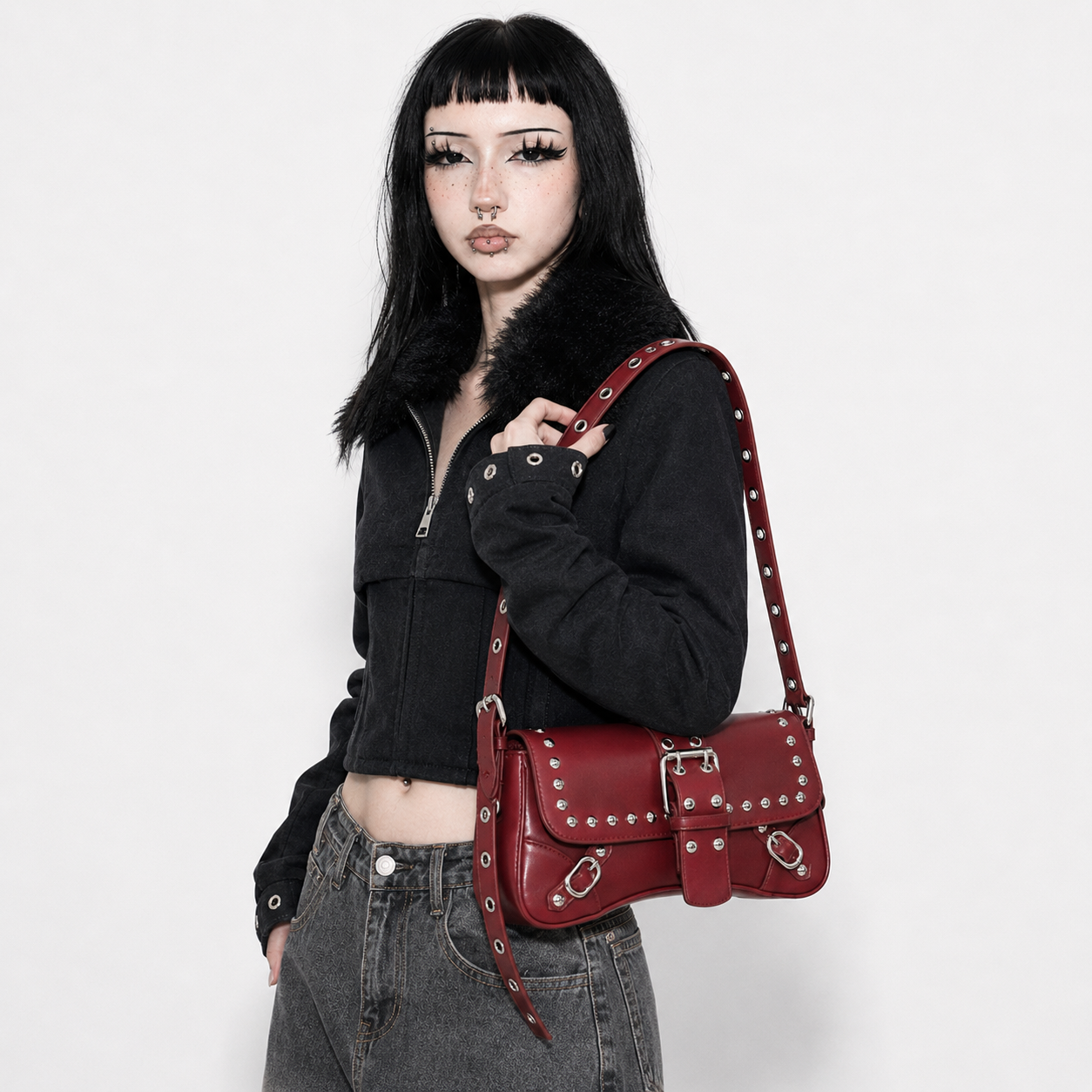 Punk Rivet Buckle Shoulder Bag