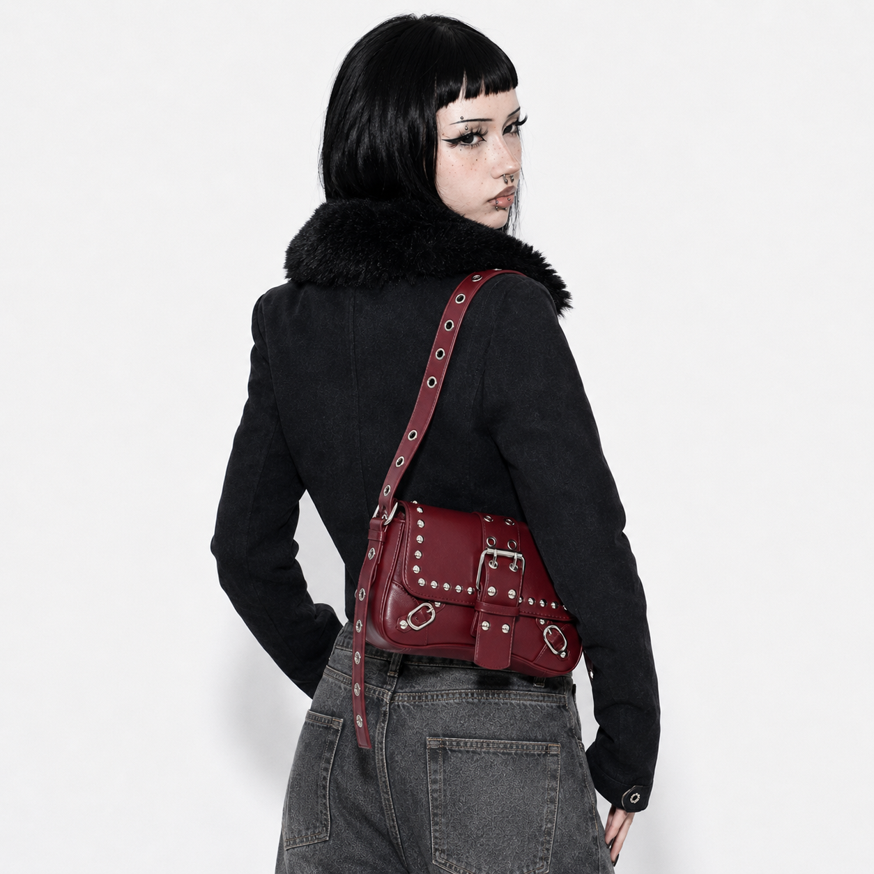 Punk Rivet Buckle Shoulder Bag