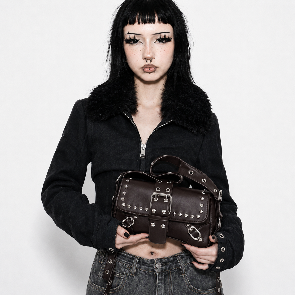 Punk Rivet Buckle Shoulder Bag