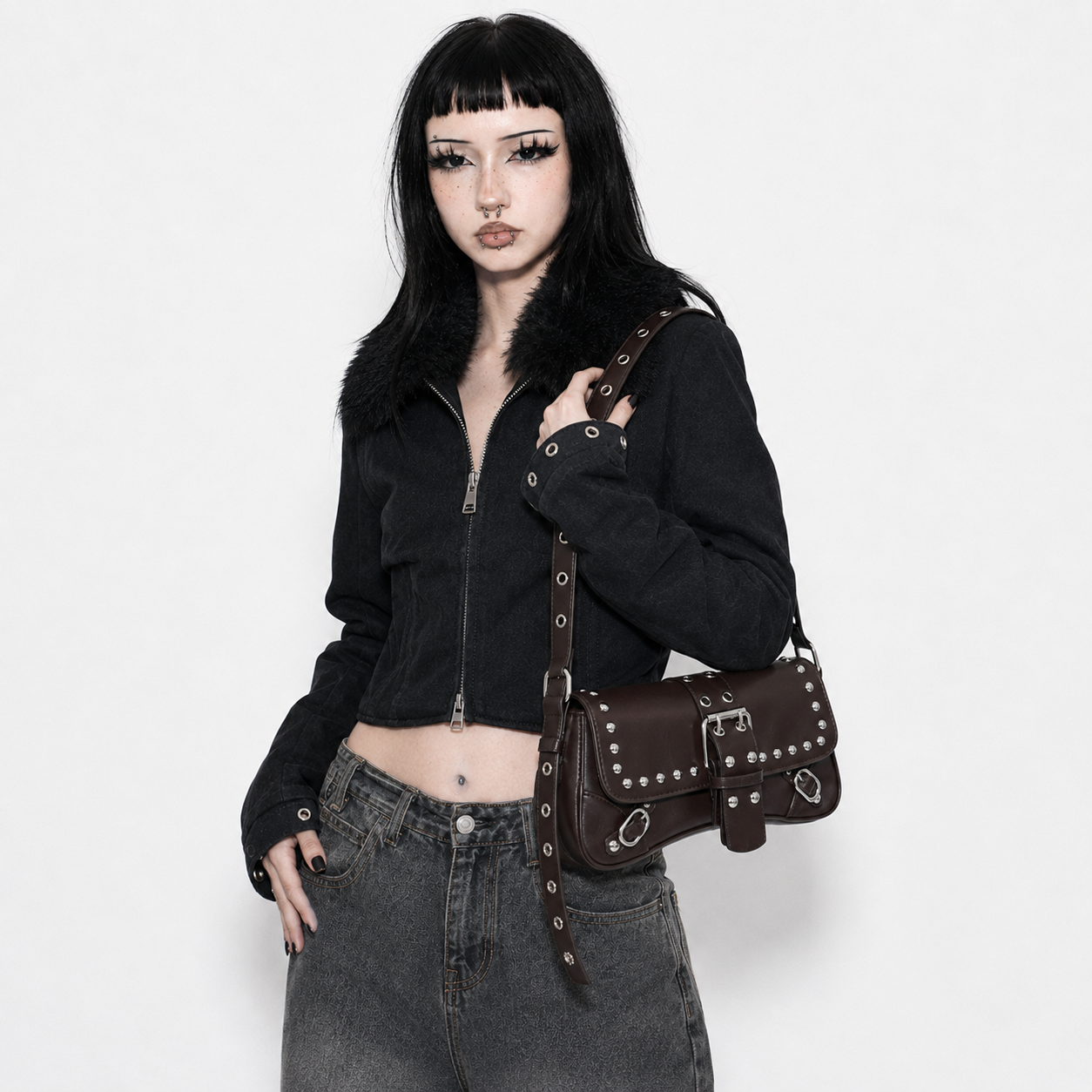 Punk Rivet Buckle Shoulder Bag