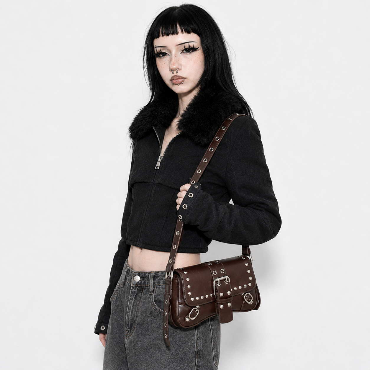 Punk Rivet Buckle Shoulder Bag
