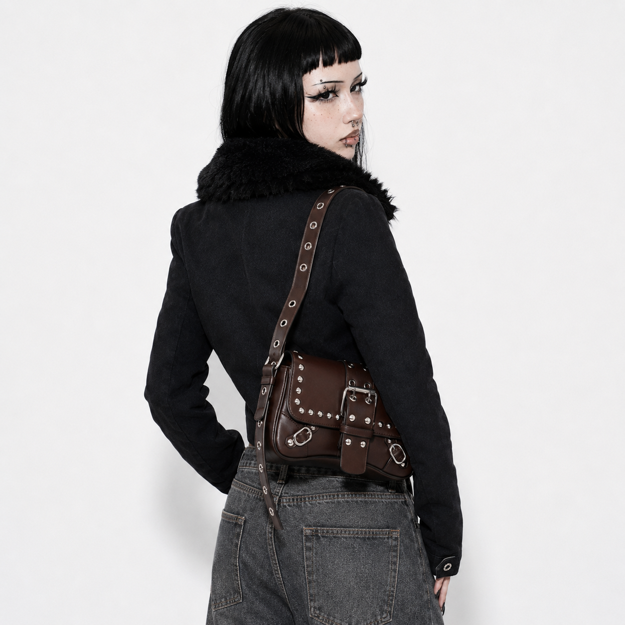 Punk Rivet Buckle Shoulder Bag