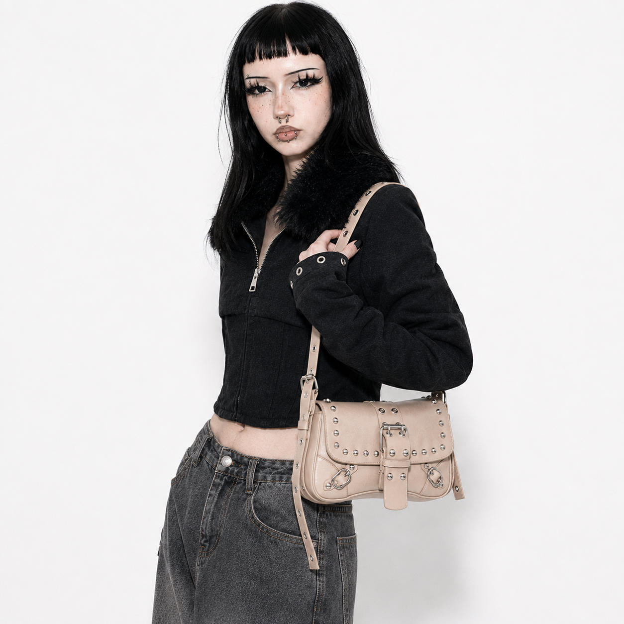 Punk Rivet Buckle Shoulder Bag
