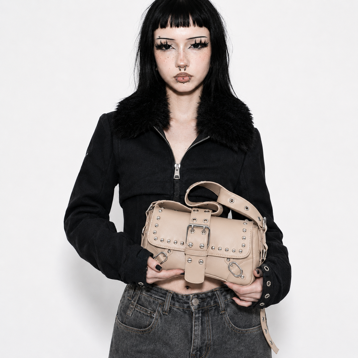 Punk Rivet Buckle Shoulder Bag