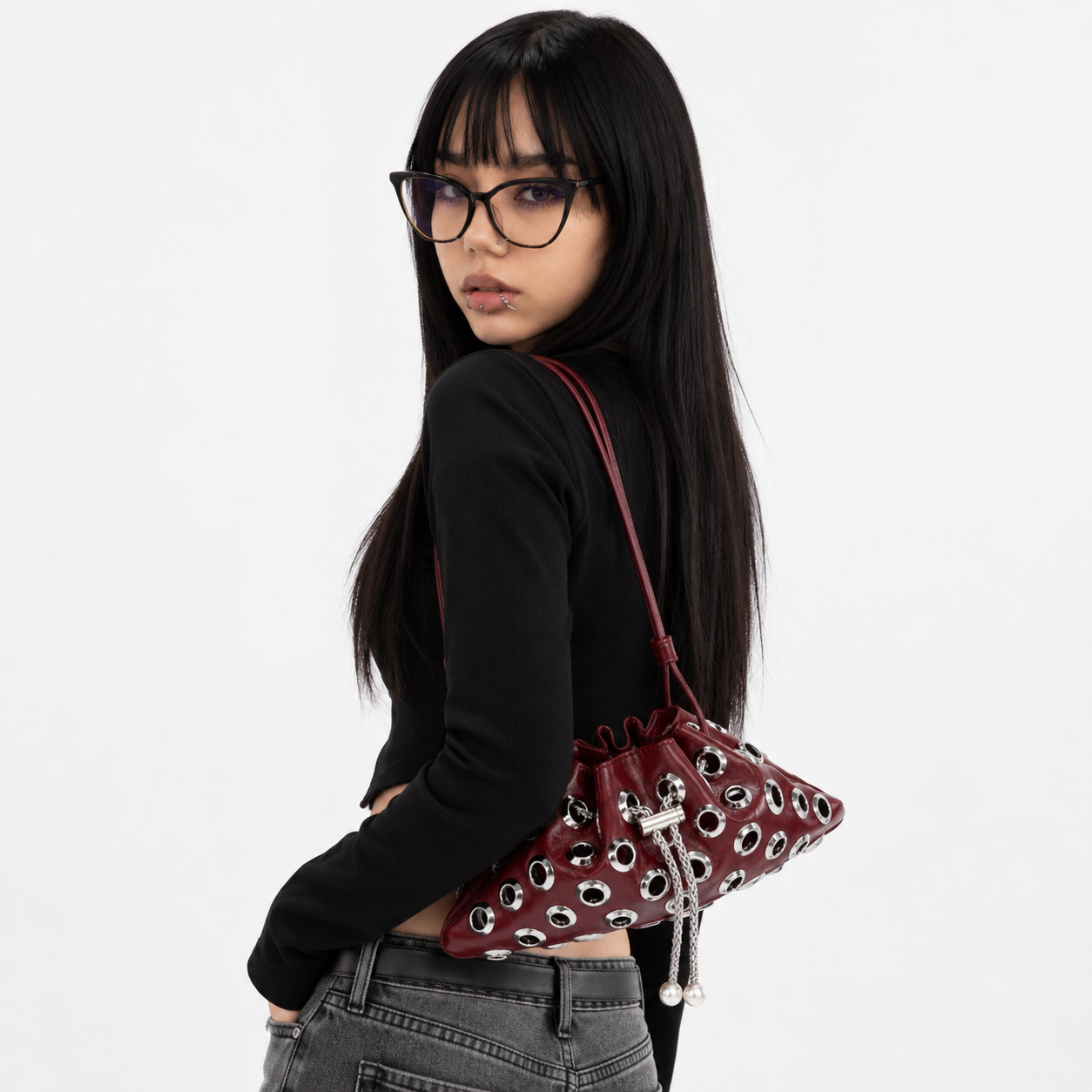 Y2K Metal Stud Shoulder Bag