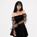 Black Retro Lace Chiffon Mini Dress