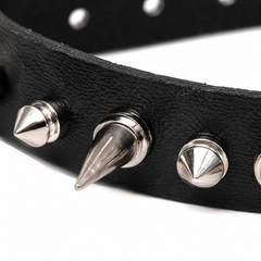 Punk Gothic Spiked Rivet Choker Necklace – Black Y2K Collar for Men & Women