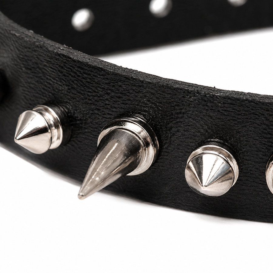Punk Gothic Spiked Rivet Choker Necklace – Black Y2K Collar for Men & Women