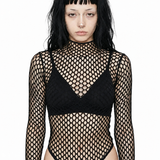 High-Neck Fishnet Mesh Top