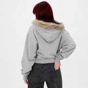 Y2K faux fur collar zip up hoodie