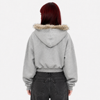 Y2K Faux Fur Collar Zip-Up Hoodie