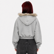 Y2K faux fur collar zip up hoodie