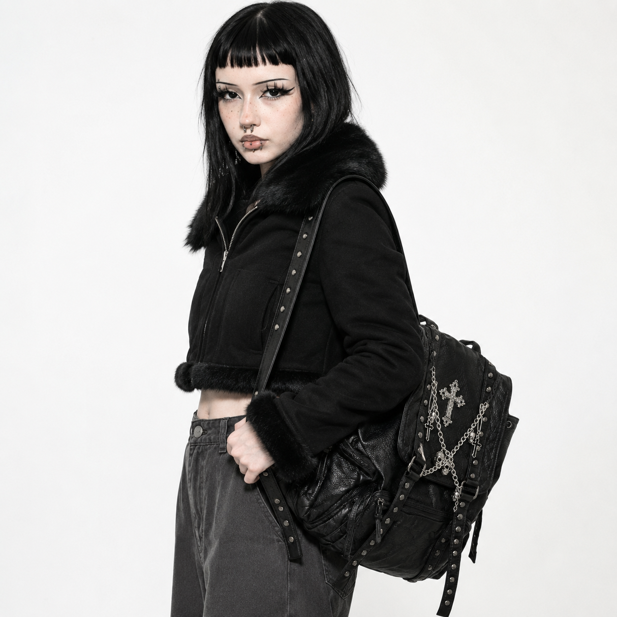 Grunge Rivet Gothic Backpack