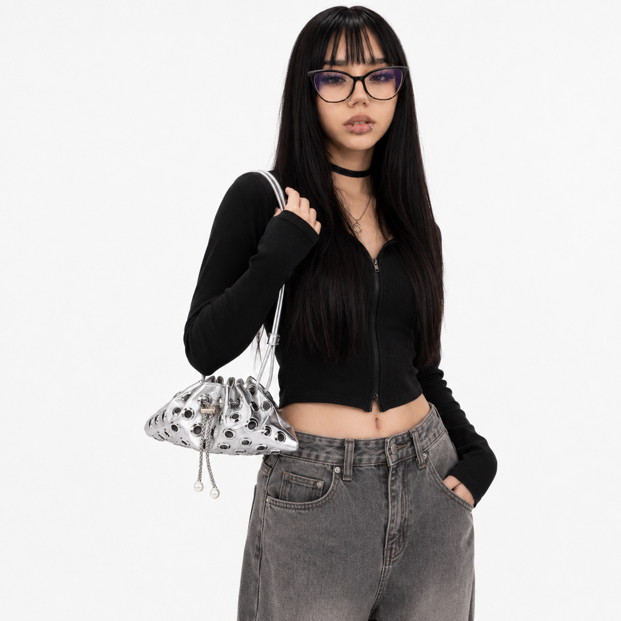 Y2K Metal Stud Shoulder Bag