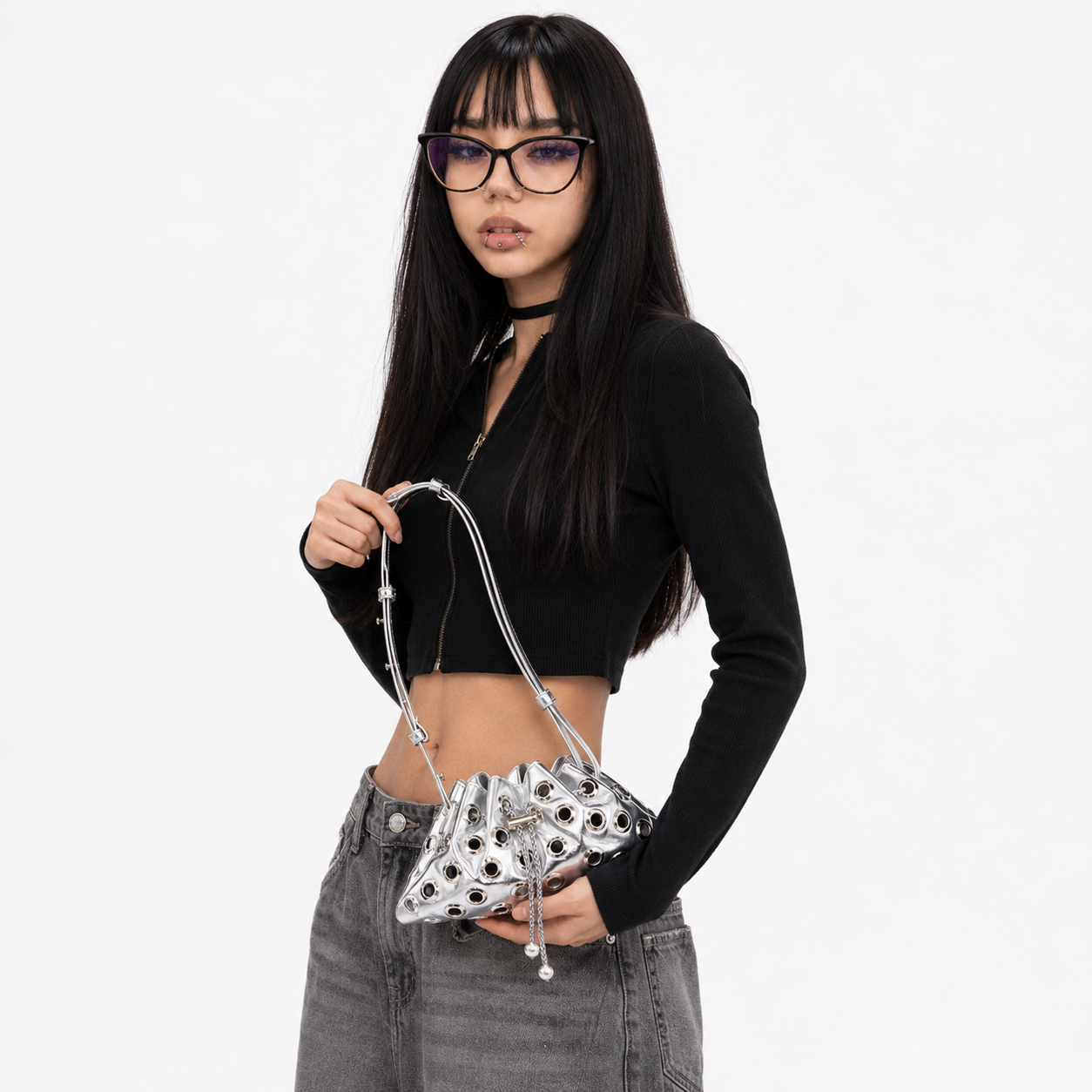 Y2K Metal Stud Shoulder Bag